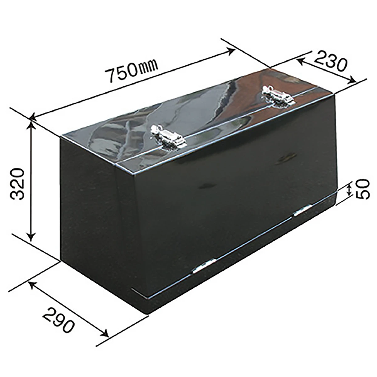 工具箱 樹脂製FRP 巾750×高さ320mm 黒 防水