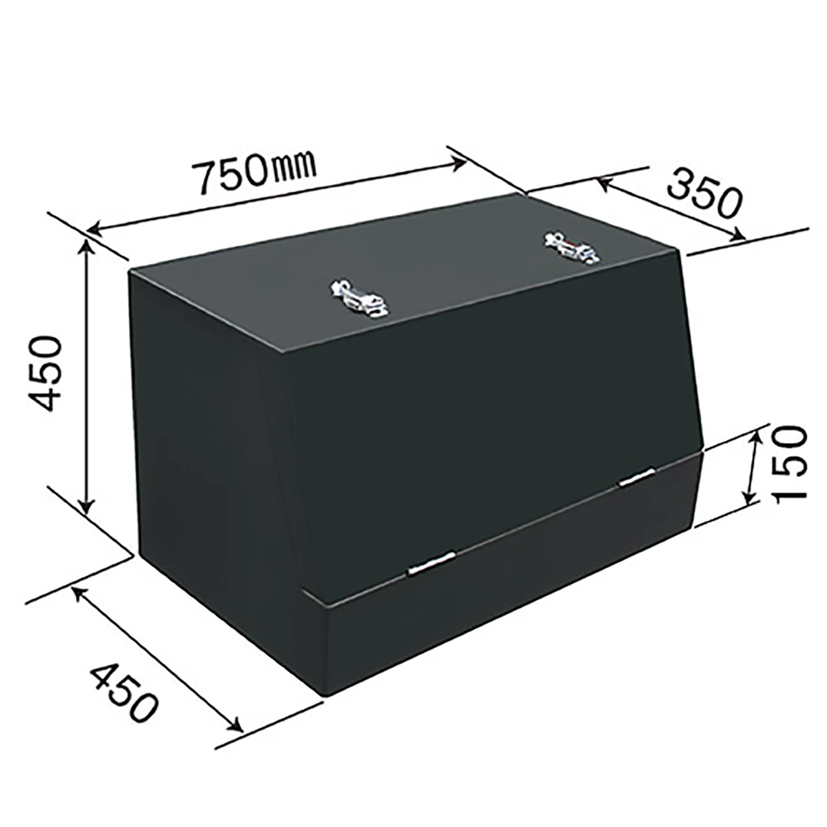 工具箱 樹脂製FRP 巾750×高さ450mm 黒 防水