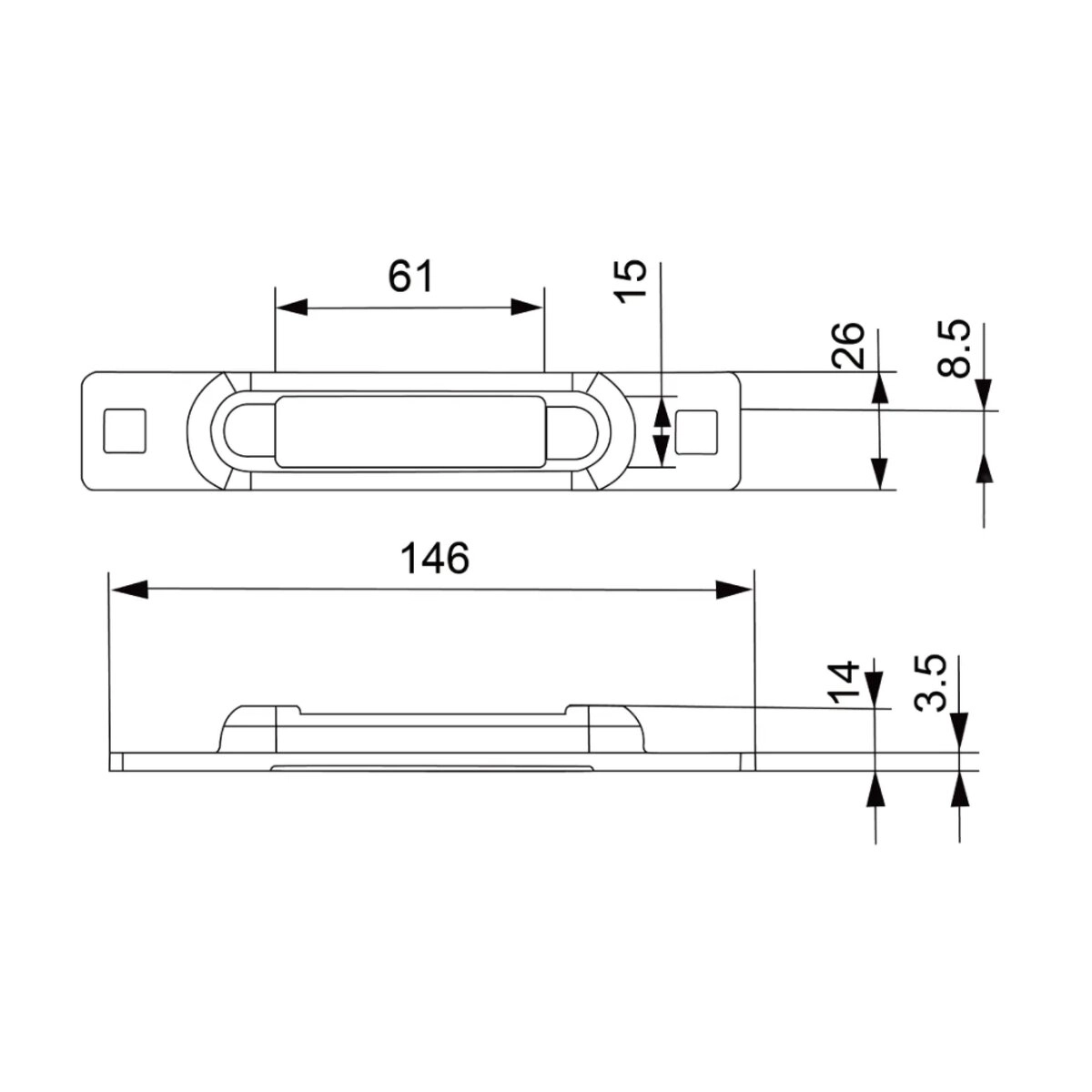 Eトラックレール 1穴タイプ 合金鋼