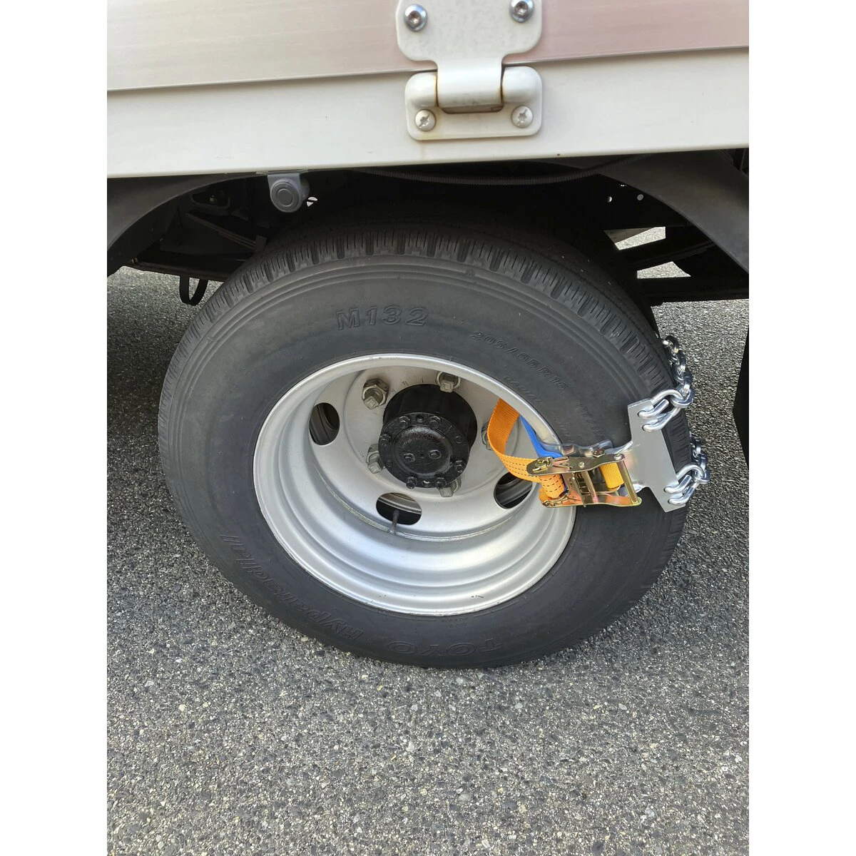 ラチェット式タイヤチェーン アルミ/スチールホイル兼用 小型トラック 中型トラック用 2本組