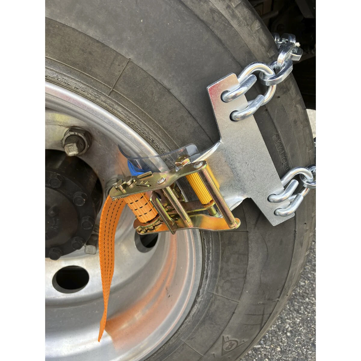 ラチェット式 タイヤチェーン アルミ/スチールホイル兼用 大型トラック用 2本組