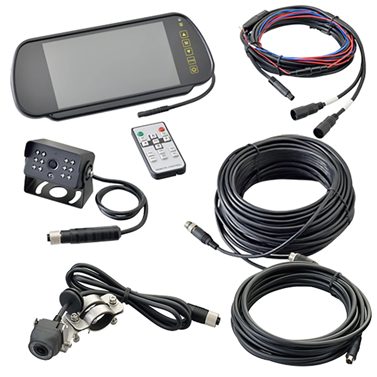 バックカメラ サイドカメラ付 カラー ルームミラーモニタータイプ DC12～24V 延長ケーブル10m付属