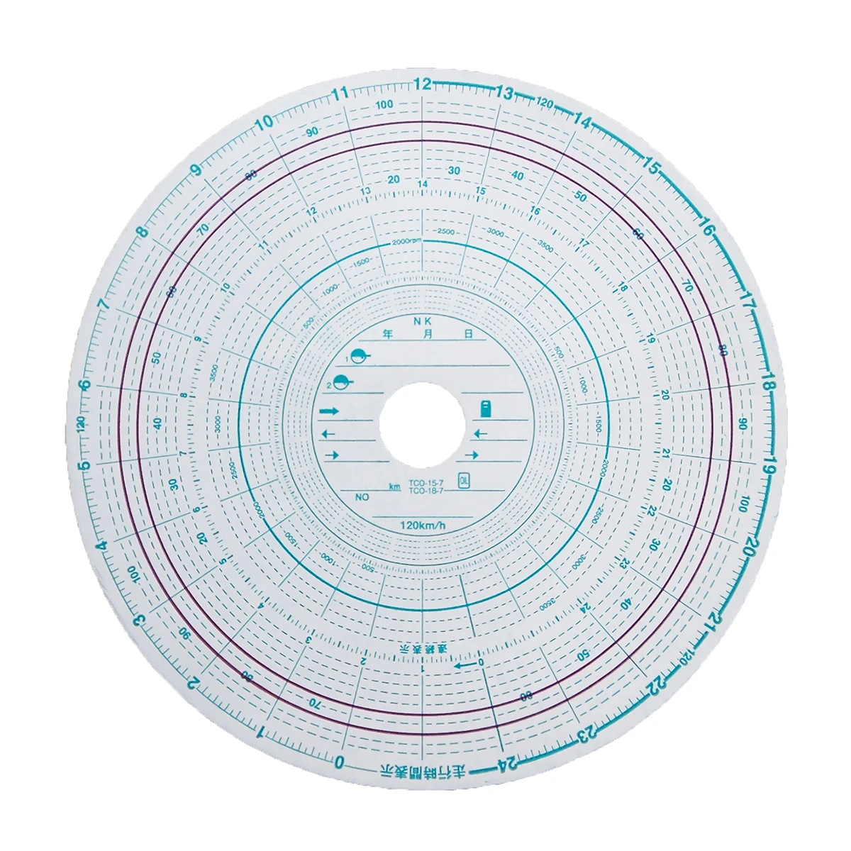 タコグラフチャート紙 回転記録有り 26時間用 120km/h 100枚入