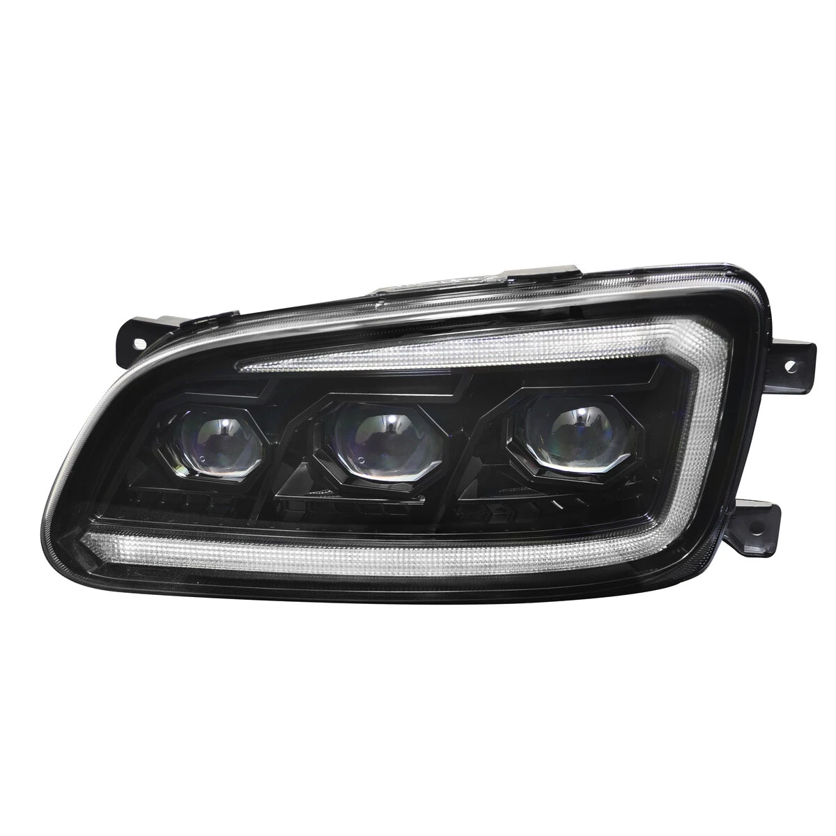 プロジェクタ―LED ヘッドライト＆ブラックウインカーセット ファイバーLEDシーケンシャルタイプ