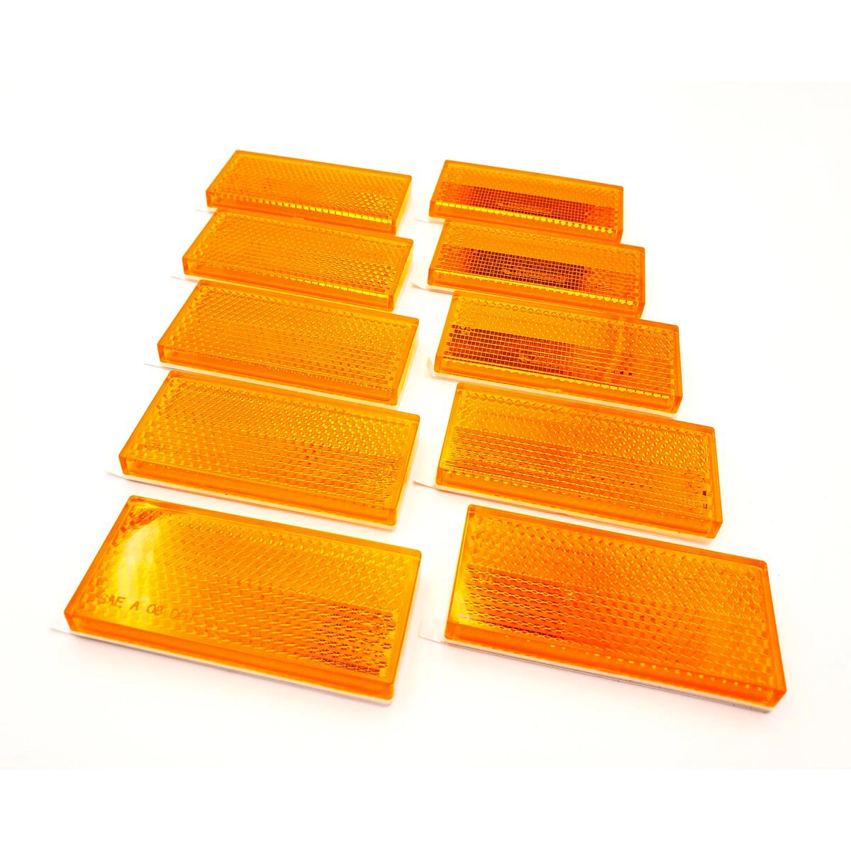 角型反射鏡 イエロー 貼り付けタイプ 10枚セット