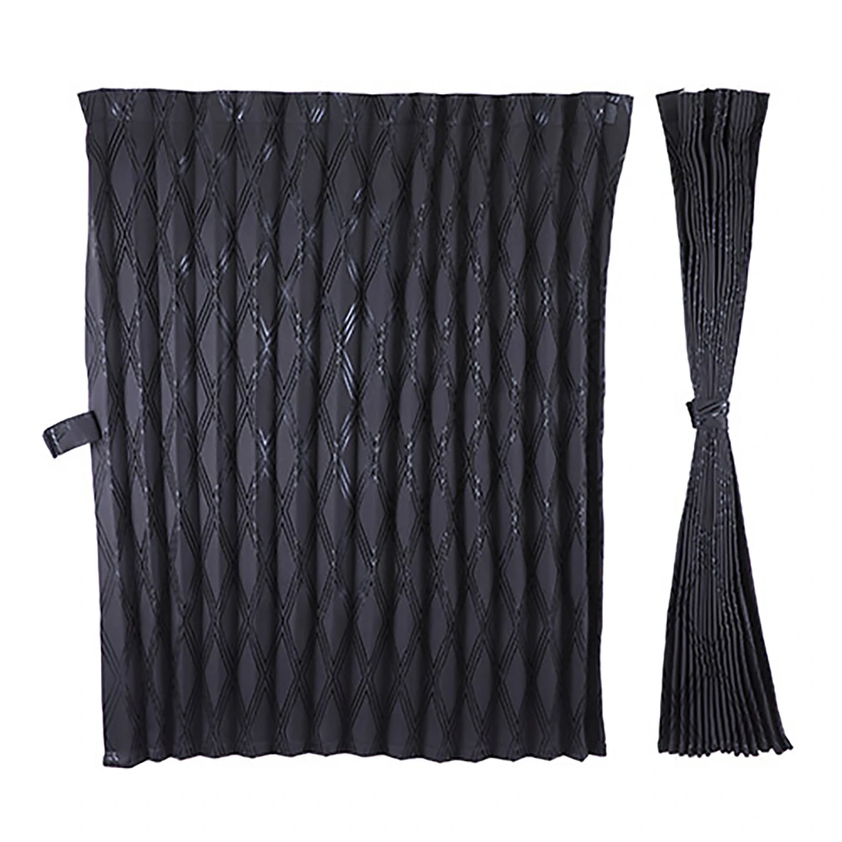 仮眠カ－テン アコーディオン 歌舞伎 黒 2枚入