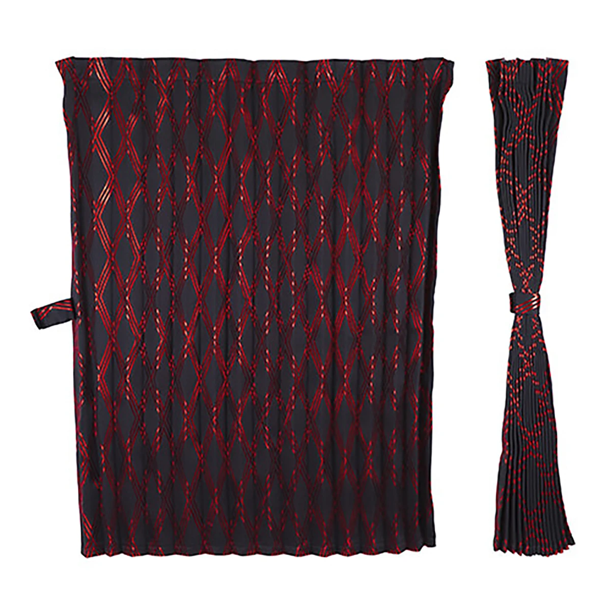 仮眠カ－テン アコーディオン 歌舞伎 赤 2枚入