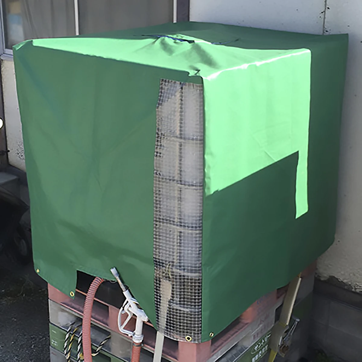 尿素水 コンテナカバー トラックシート生地 透明窓付